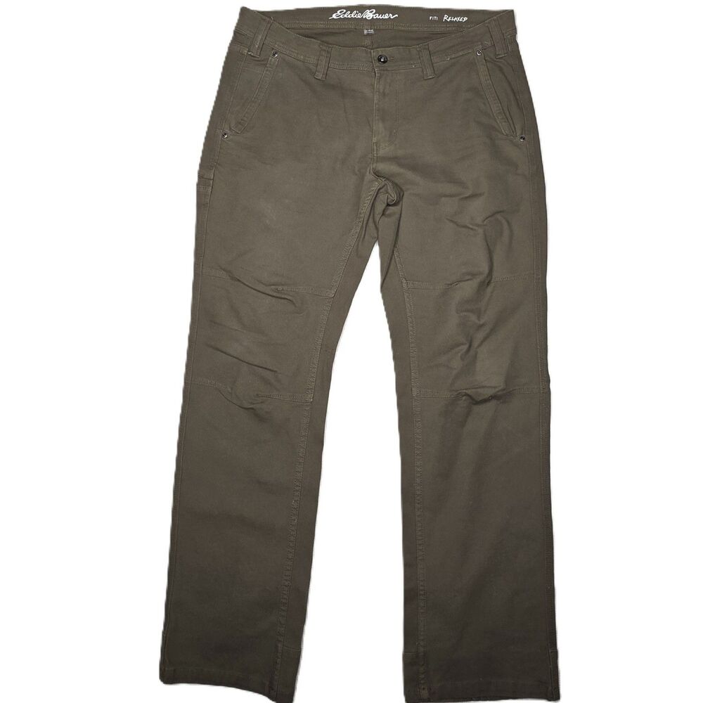 Eddie Bauer Men’s Ranger Pants 38x32 Olive Relaxed Fit Reinforced Utility